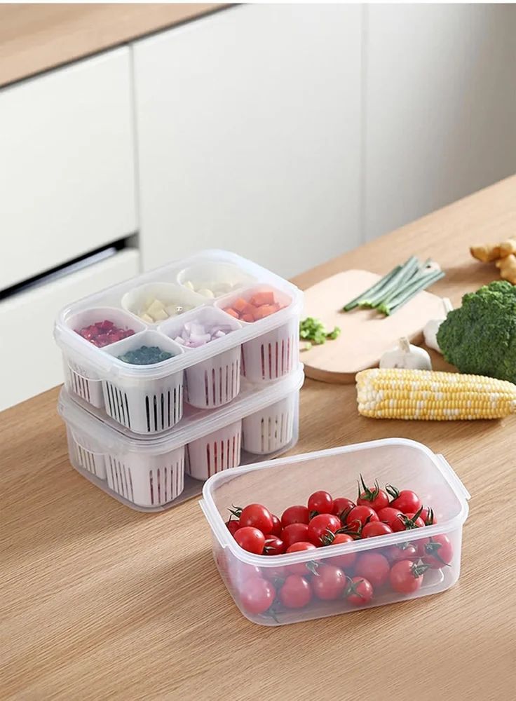 6 Grid Fridge Storage Container, Plastic