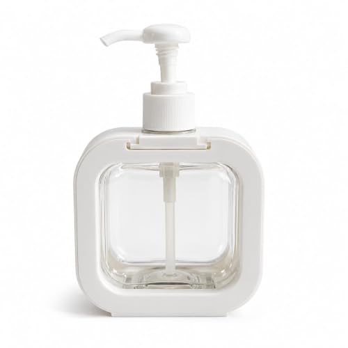 Square Soap Dispenser Refillable Liquid Hand Wash with Pump | Smooth Pump Action, Clear View Bottle, Coral Pink Frame, Refillable Design, Square Shape : Amazon.in: Home & Kitchen
