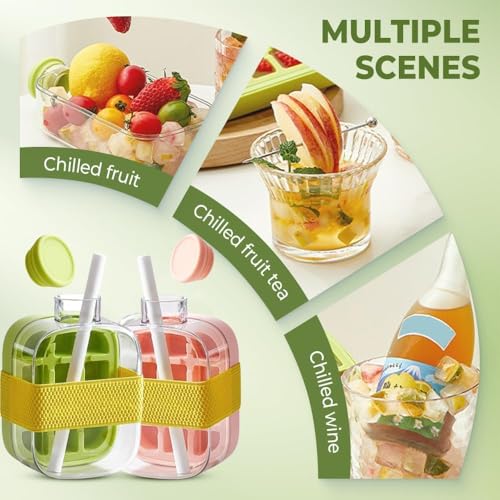 Buy BSITFOW 2-in-1 Ice Cube Bottle with Straw - 500ml & 800ml Easy Press Ice Tray Water Bottle, Leak Proof Lid, Touch-free Vertical Ice Maker for Freezer, Travel, Gym & Home Use (1 pcs)(500 ml)(Multi) Online at Low Prices in India