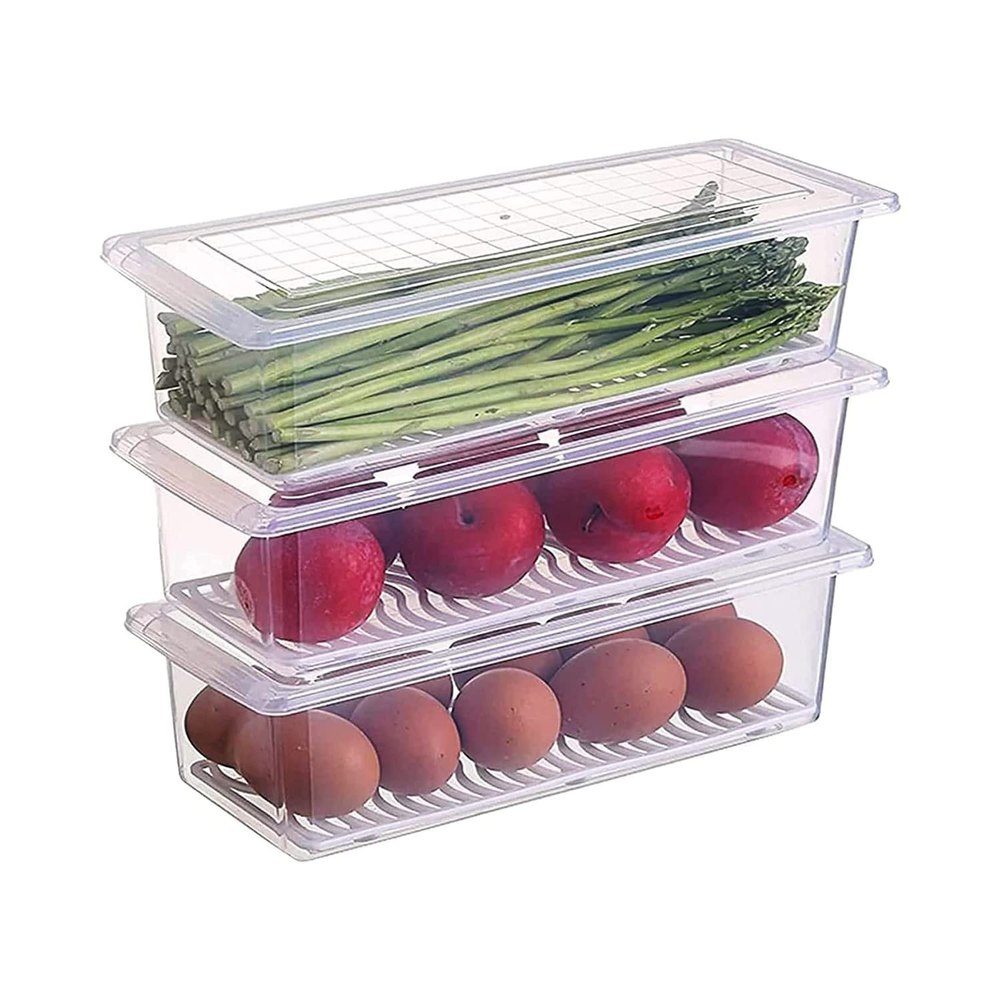 Plastic Plain Food Storage Container with Removable Drain Plate and Lid, Capacity: 1500ml