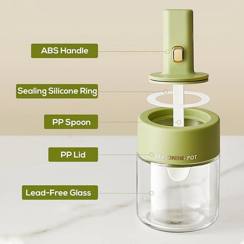 Plastic Spice Jar with Spoon 250ml White
