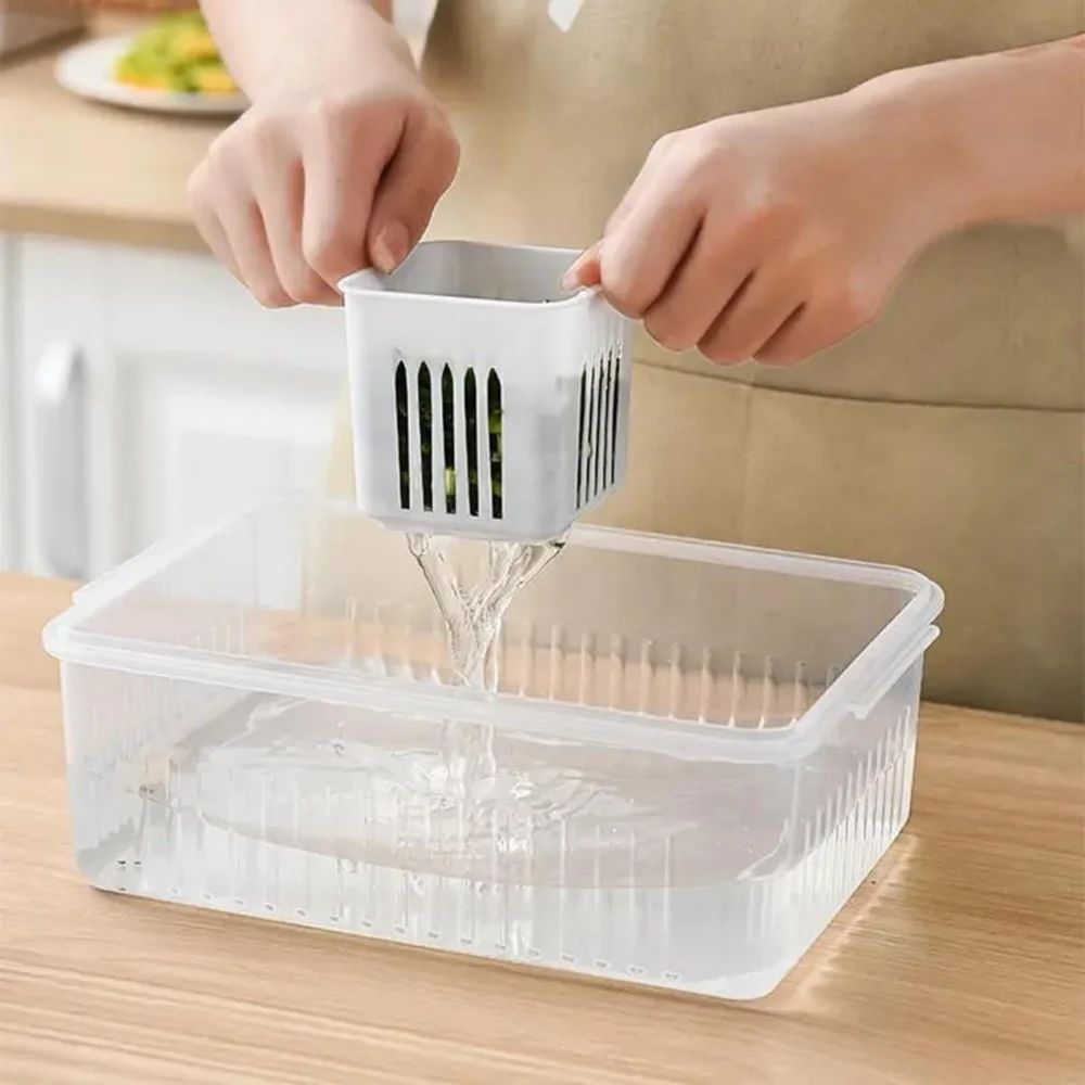 6 Grid Fridge Storage Container, Plastic