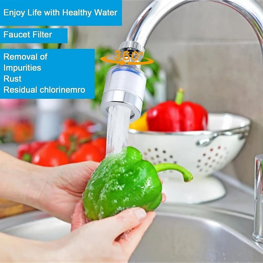 360-Degree Rotating Water Faucet Filter, Stainless Steel
