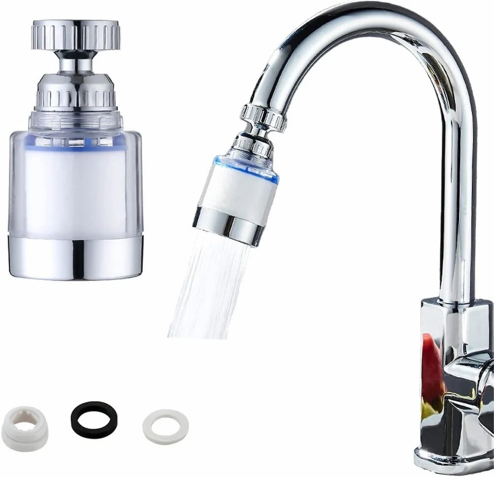 360-Degree Rotating Water Faucet Filter, Stainless Steel
