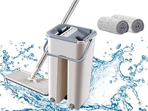 Heavy Duty 360° Flat Floor Mop with Bucket & Reusable Pads