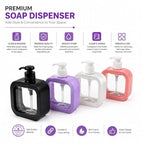 Square Soap Dispenser Refillable Liquid Hand Wash with Pump | Smooth Pump Action, Clear View Bottle, Coral Pink Frame, Refillable Design, Square Shape : Amazon.in: Home & Kitchen