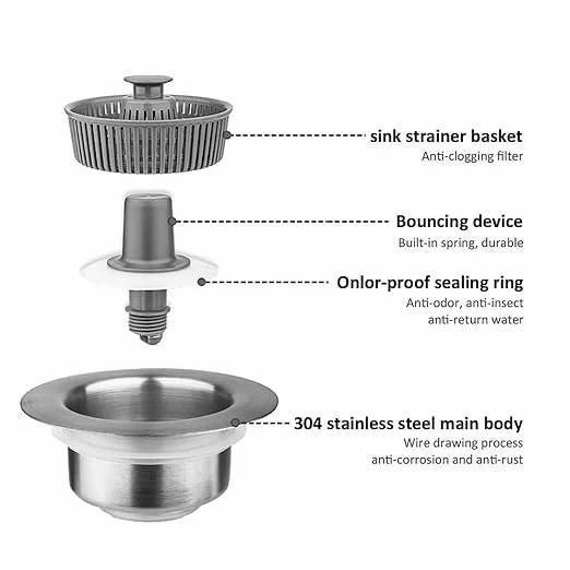 3 In 1 Stainless Steel Strainer 3 in 1 Kitchen Sink Drain Strainer Sink Draining Basket Filter 2
