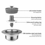 3 In 1 Stainless Steel Strainer 3 in 1 Kitchen Sink Drain Strainer Sink Draining Basket Filter 2