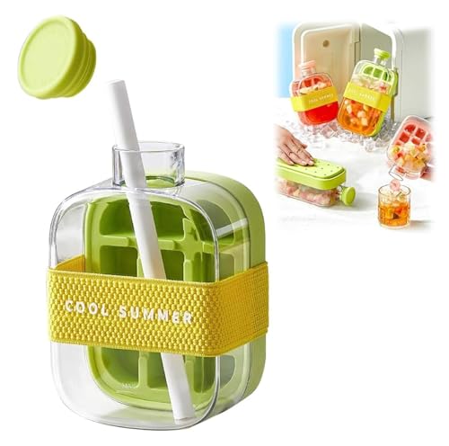 Buy BSITFOW 2-in-1 Ice Cube Bottle with Straw - 500ml & 800ml Easy Press Ice Tray Water Bottle, Leak Proof Lid, Touch-free Vertical Ice Maker for Freezer, Travel, Gym & Home Use (1 pcs)(500 ml)(Multi) Online at Low Prices in India