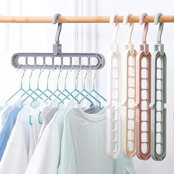 Foldable Magic Clothes Hanger Plastic 9 Holes Multicolor