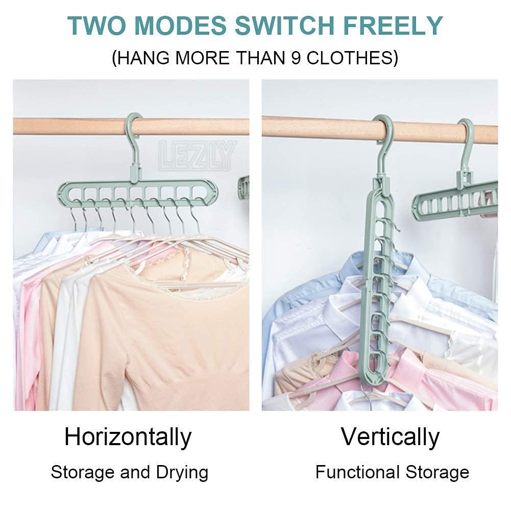 Foldable Magic Clothes Hanger Plastic 9 Holes Multicolor