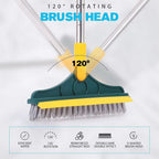 2 in 1 Tiles Floor Scrub Bathroom Brush with Long Handle  ( Stainless Steel, Yellow)