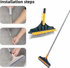 2 in 1 Tiles Floor Scrub Bathroom Brush with Long Handle  ( Stainless Steel, Yellow)