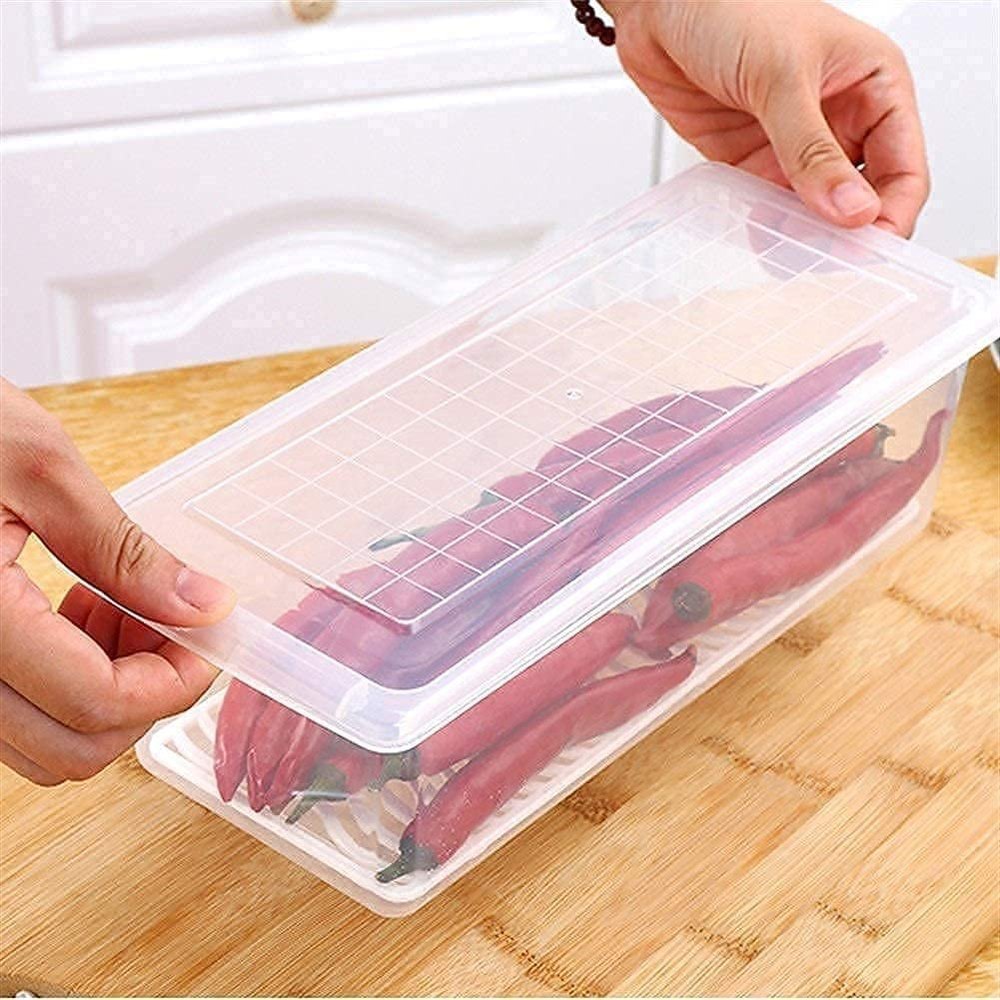 Plastic Plain Food Storage Container with Removable Drain Plate and Lid, Capacity: 1500ml