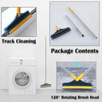 2 in 1 Tiles Floor Scrub Bathroom Brush with Long Handle  ( Stainless Steel, Yellow)