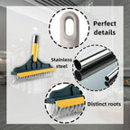 2 in 1 Tiles Floor Scrub Bathroom Brush with Long Handle  ( Stainless Steel, Yellow)