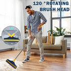 2 in 1 Tiles Floor Scrub Bathroom Brush with Long Handle  ( Stainless Steel, Yellow)