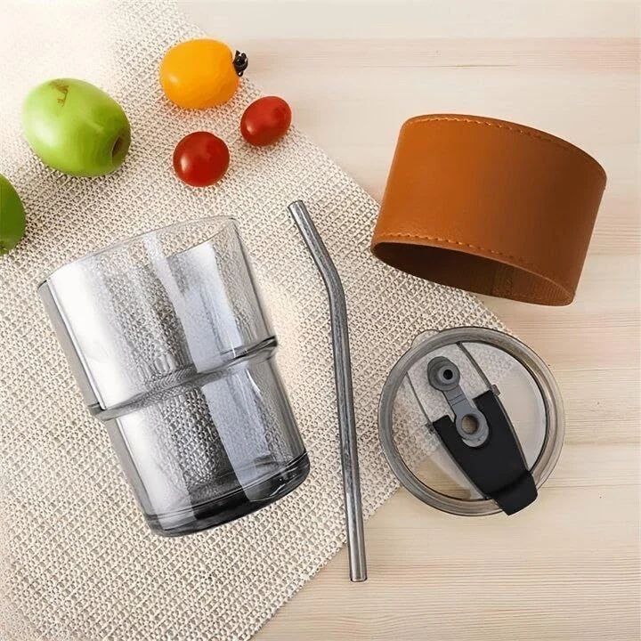 400ml Glass Leather Mug 5