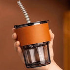 400ml Glass Leather Mug