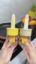 Cute Duck-Shaped Oil Dispenser with Silicone Brush Fun Functional Kitchen Tool