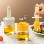 Cute Duck-Shaped Oil Dispenser with Silicone Brush Fun Functional Kitchen Tool