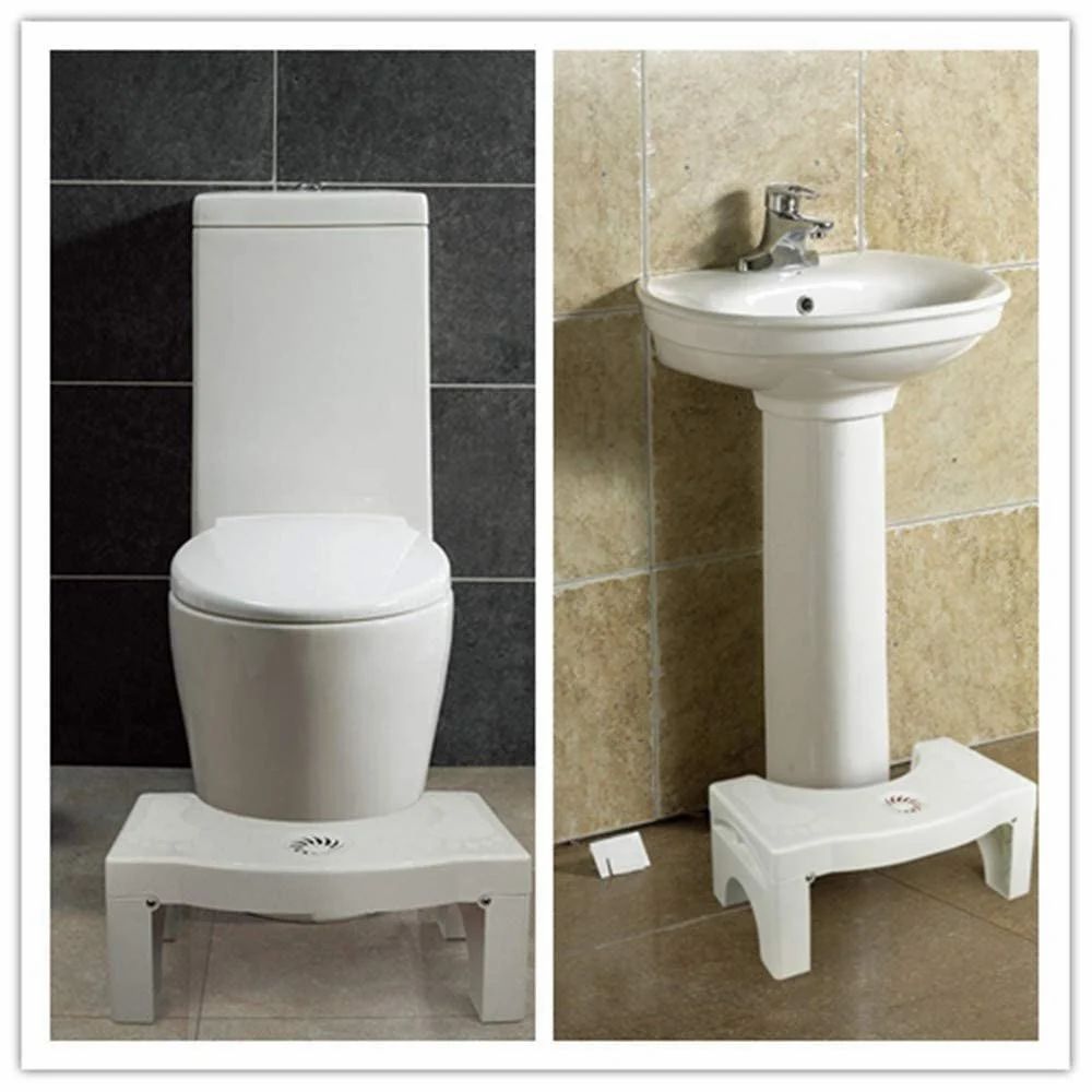 Color: White TOILET STOOL FOR WESTERN TOILET ADJUSTABLE, Material: Plastic