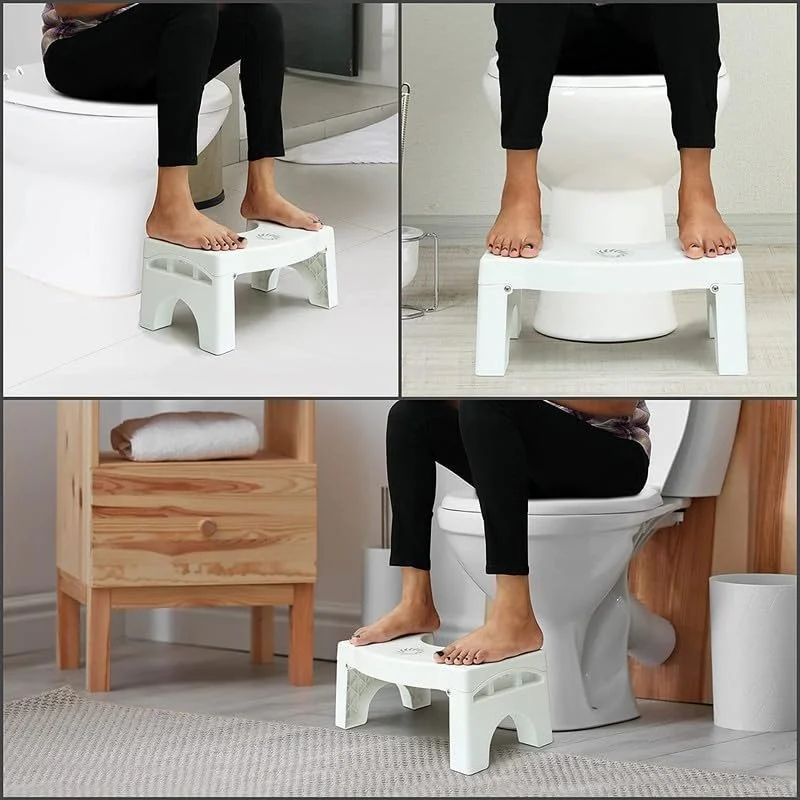 Color: White TOILET STOOL FOR WESTERN TOILET ADJUSTABLE, Material: Plastic