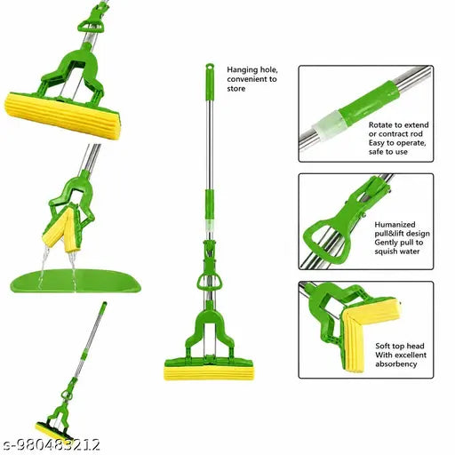 Premium Magic Sponge Mop with Easy Squeeze Handle